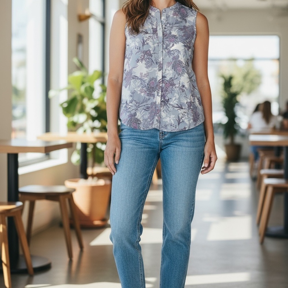 Grace Lavender and White Floral Top